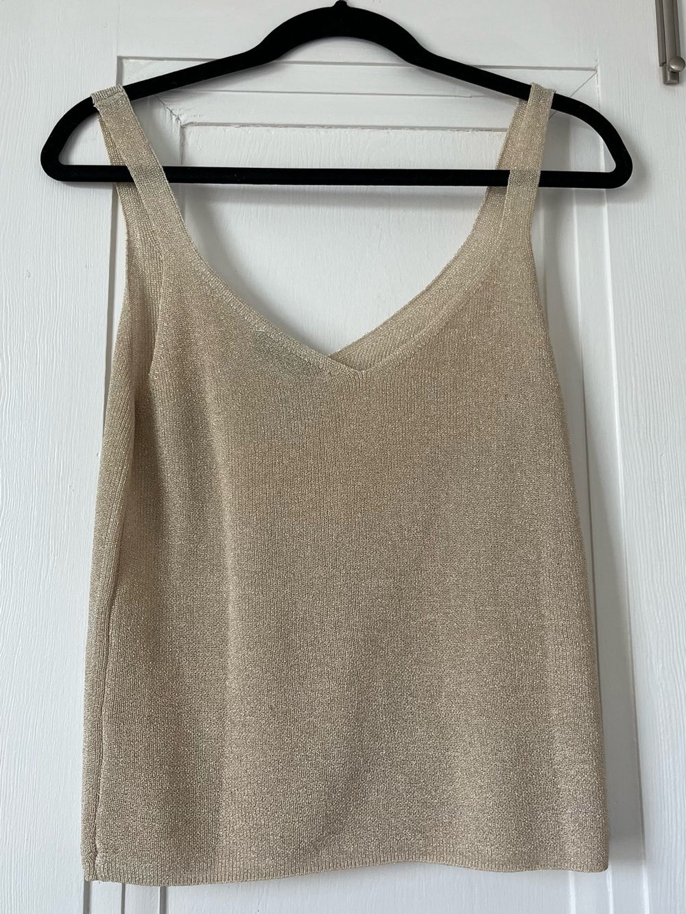 Mango Metallic Gold V-Neck Knit Tank - Picture 5 of 6
